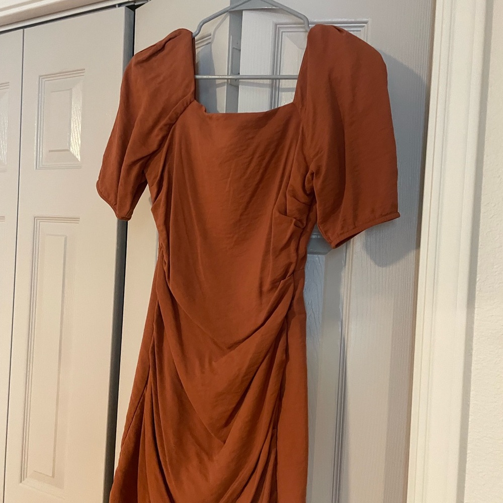 Altard State Rust Puff Sleeve Dress